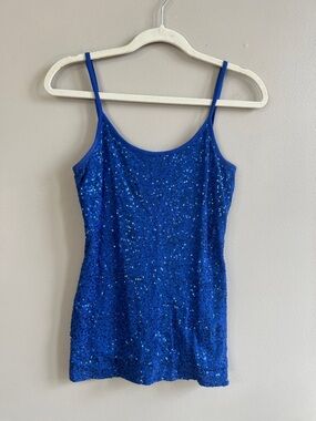INC International Concepts Royal blue sequined tank top size medium